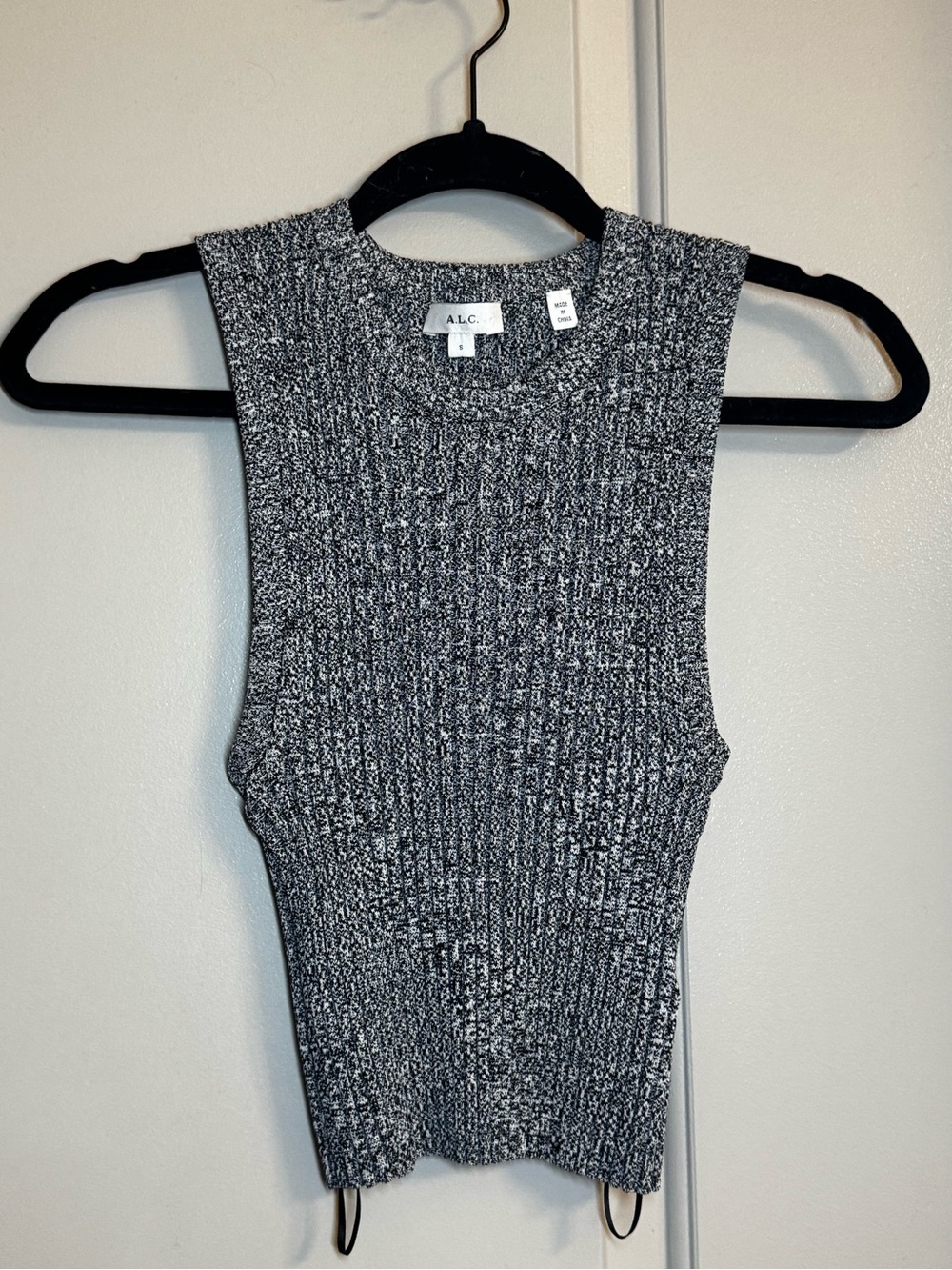 A.L.C. Black & White Ribbed Knit Sleeveless Tank Top
